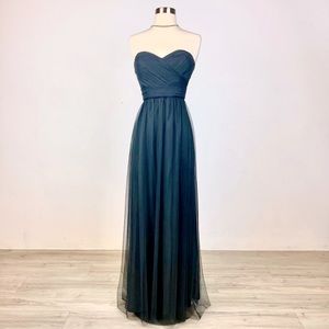 AMSALE Black Strapless Sweetheart Mesh tulle 
Gown. Size 0. Classic.